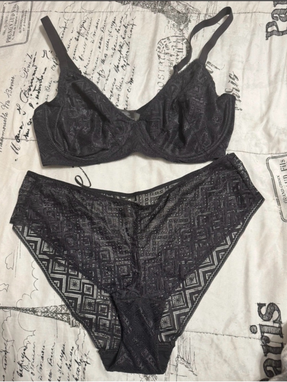 DKNY Black Lace Underwire Bra & Matching Brief